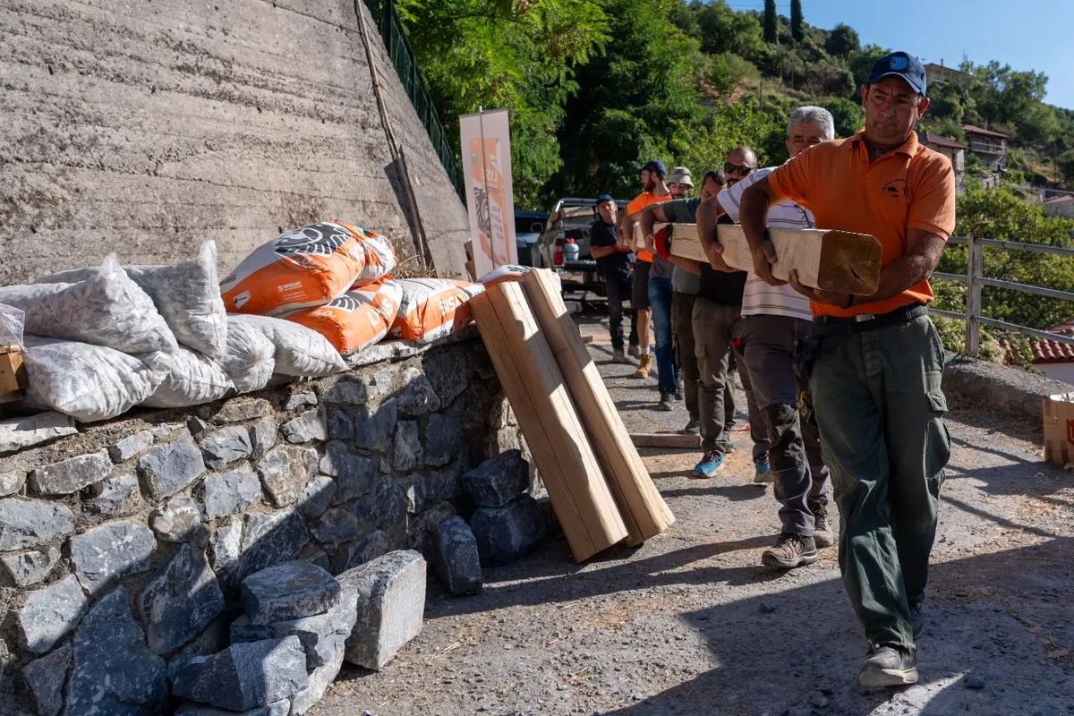 Carrying stone to the worksite