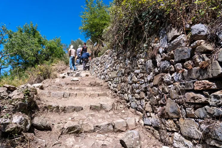 The stepped path and its drystone walls