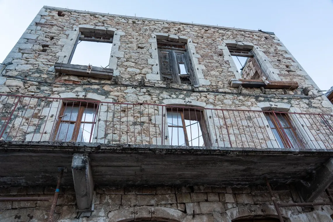 The Rigopouleiko, a ruined 19th-century stone mansion